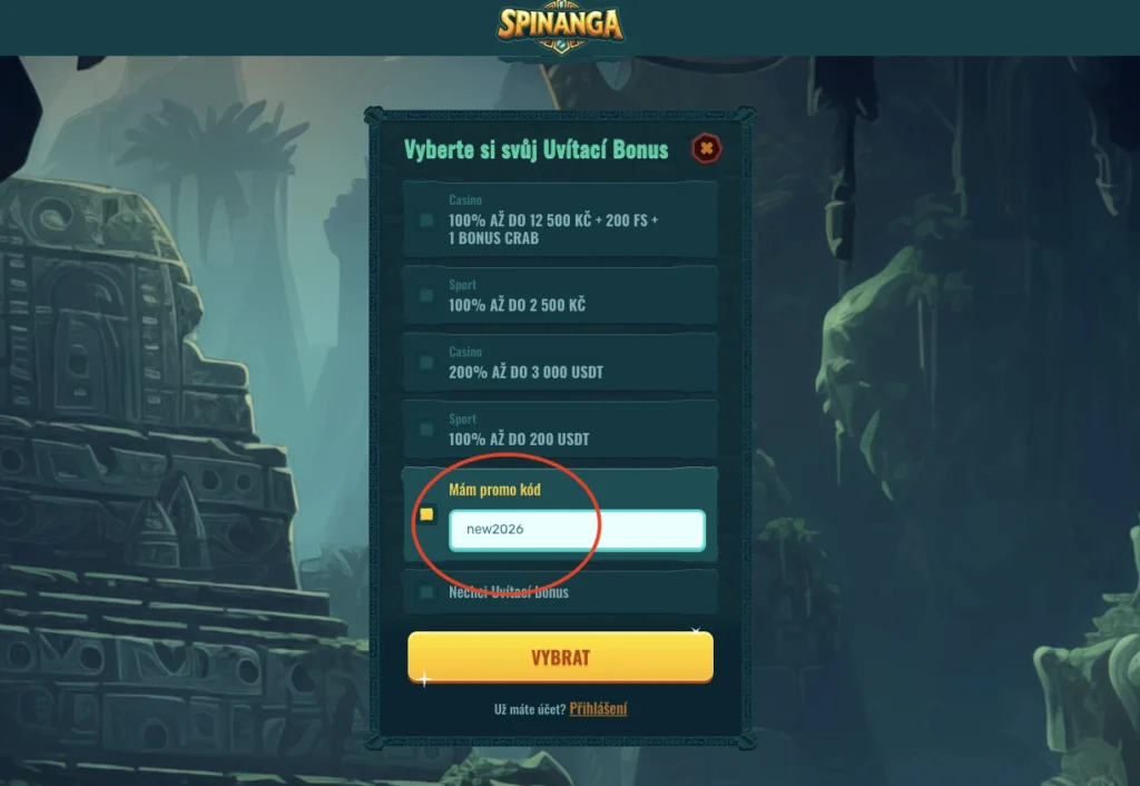 Jak se zaregistrovat v 5 krocích se Spinanga promokódem