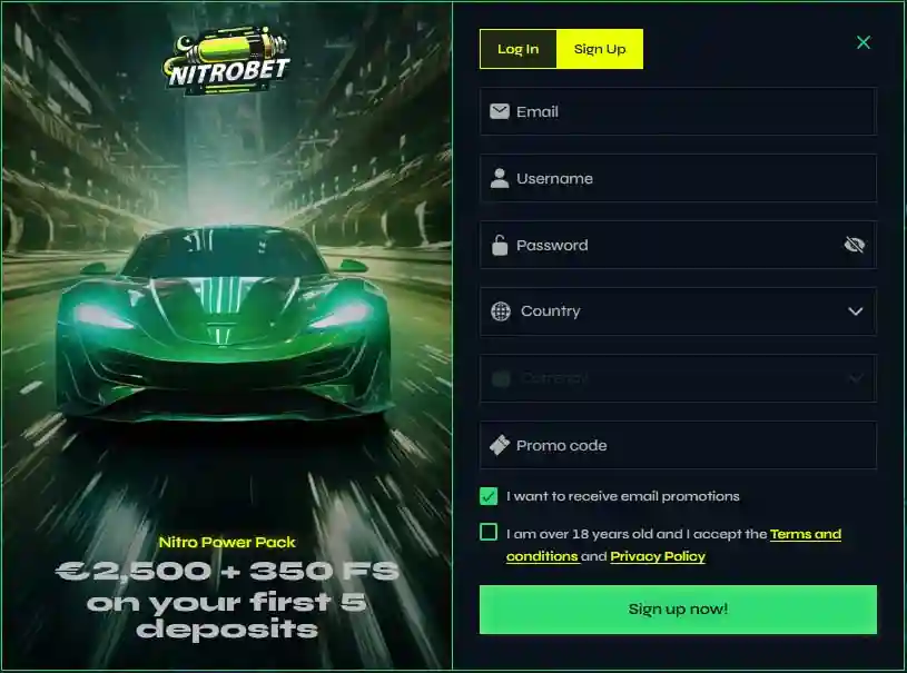 Nitrobet - šťastná registrace