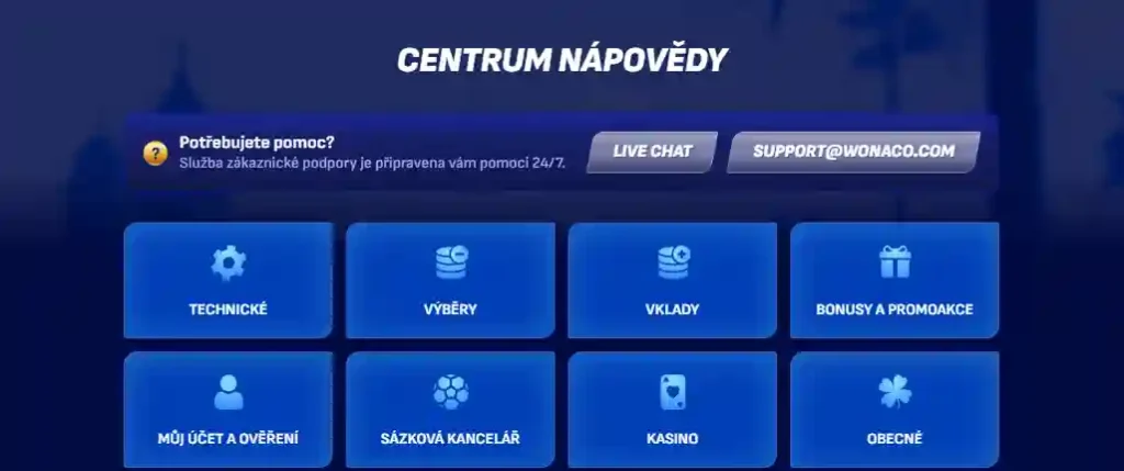 Wonaco centrum nápovědy - GameWize