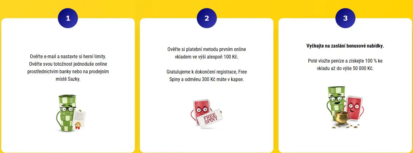 Sazka bonus bez vkladu 300 Kč + 100 free spinů