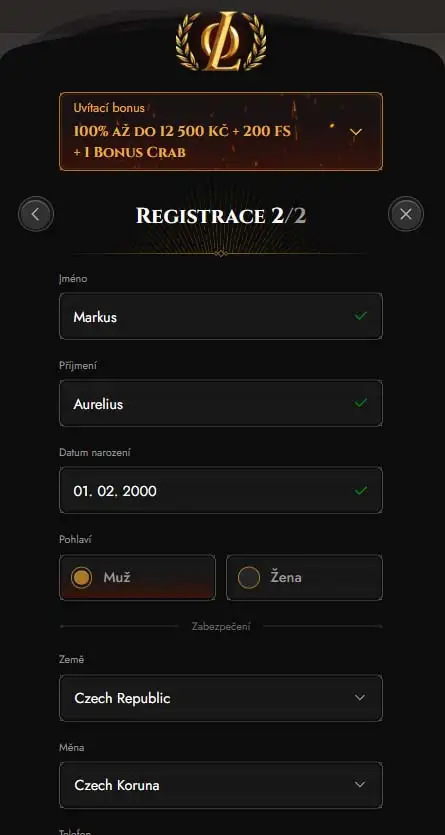 Legiano casino registrace