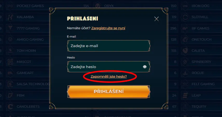 Monsterwin zapomenuté heslo