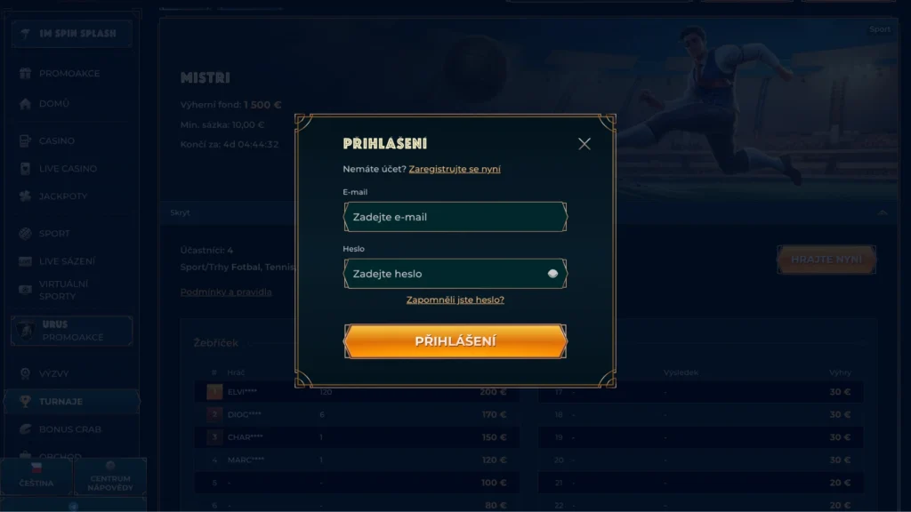 Registrační stránka v MonsterWin Casinu