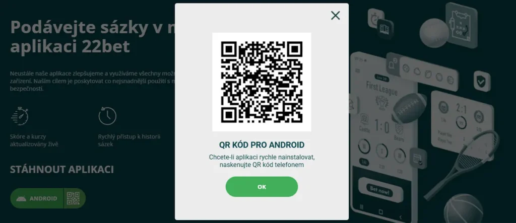 22bet mobilní aplikace Android