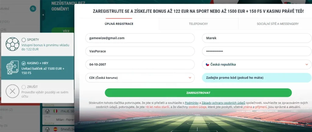 Registrace do online kasina