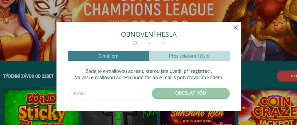 Zapomenuté heslo obnova účtu