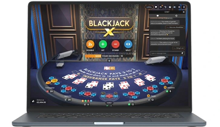 Blackjack X na notebooku