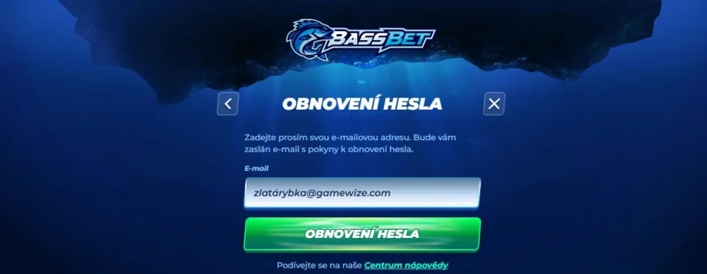 Obnovení hesla v kasinu