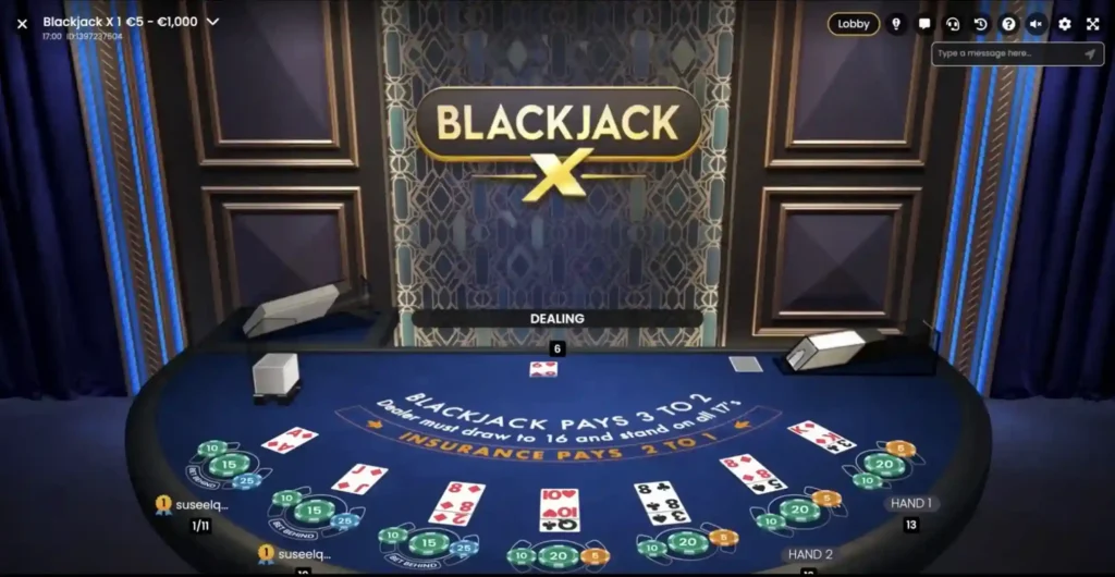 Hrací stůl Blackjack X od pragmatic play provider
