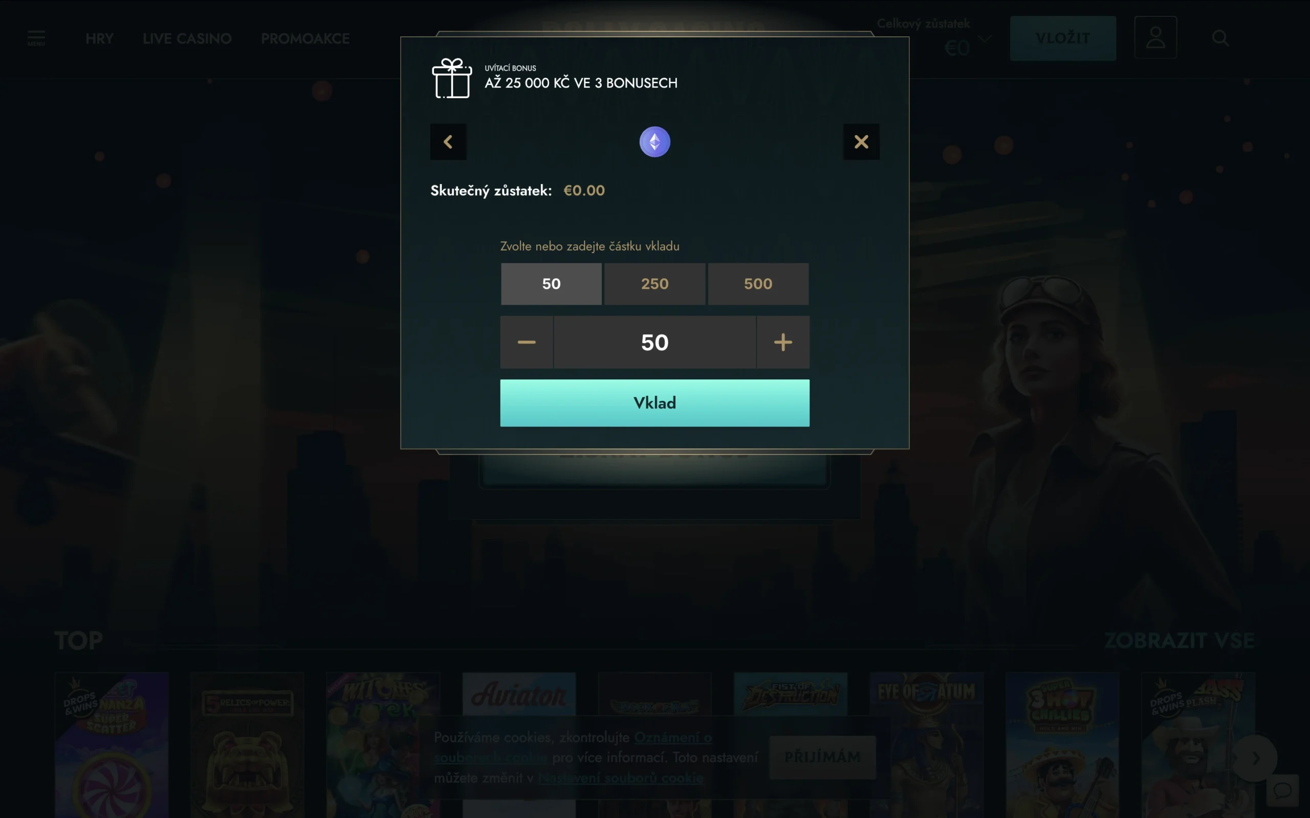 Vklad přes Ethereum v dolly casinu