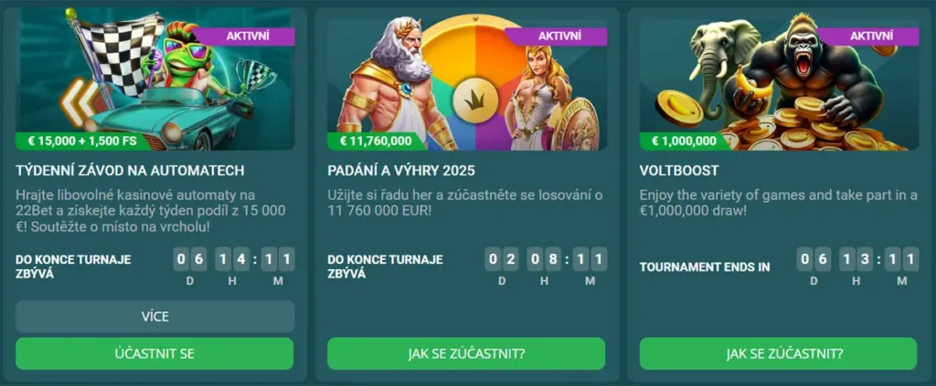 22bet casino turnaje