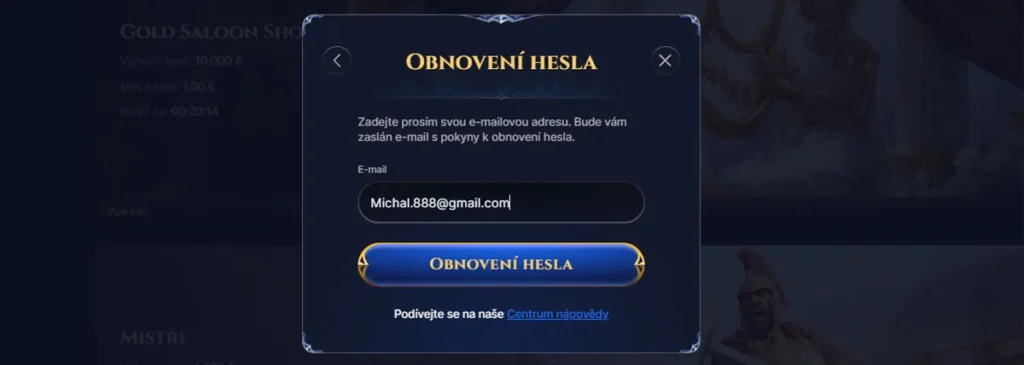 Zapomenuté heslo do online kasina