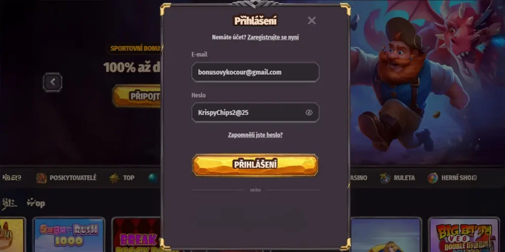 Návod na přihlášení do kasina