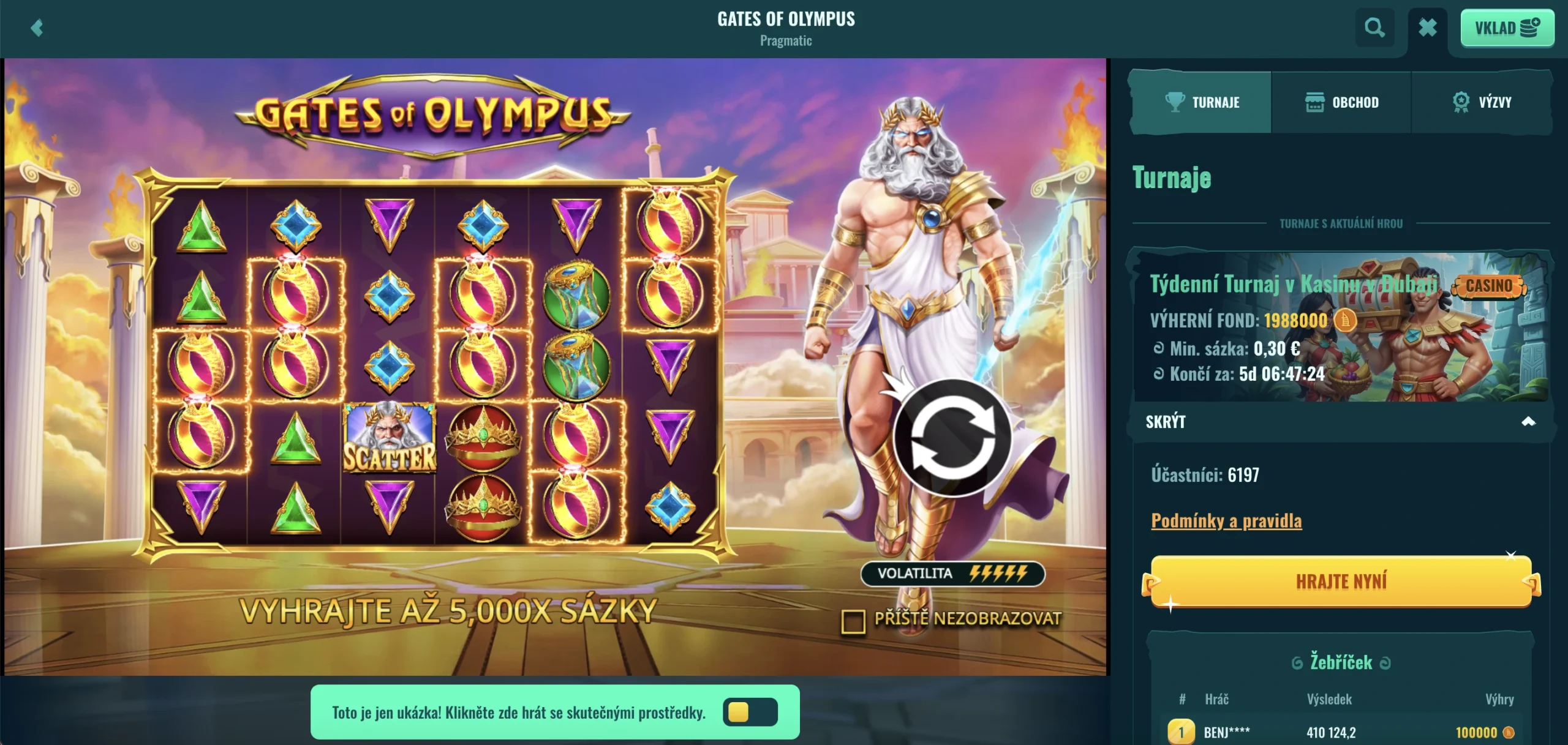 Gates of Olympus – oblíbený pro tematické bonusy a unikátní multiplikátory.