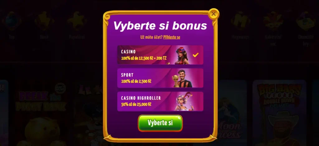 Jak si aktivovat vstupní bonus