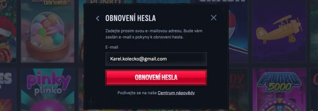 Nastavení nového hesla