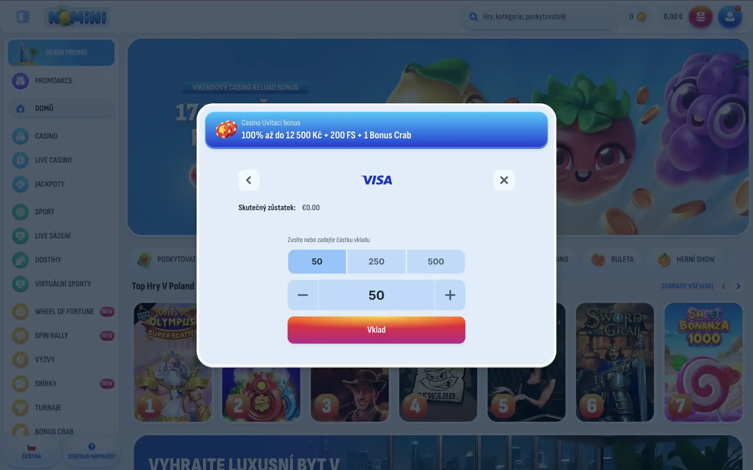 Nomini casino vklad přes Visa