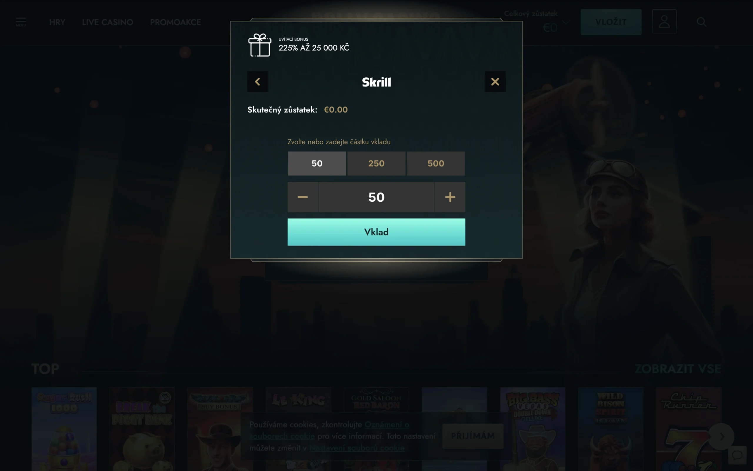 Vklad přes Skrill v casinu Dolly