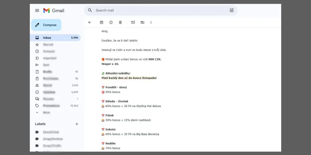 Bonusy přes email