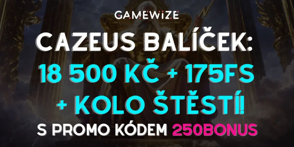 🏛️ Cazeus balíček pro nováčky: Vstupte na Olymp a získejte až 12 500 Kč + 200 free spinů a zatočení na Kole štěstí!