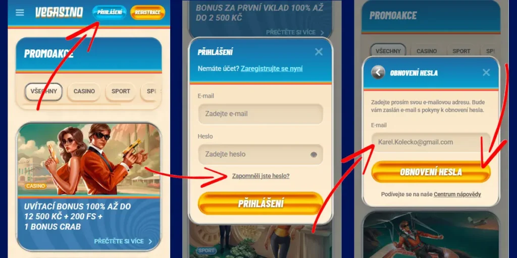 Návod na resetování hesla