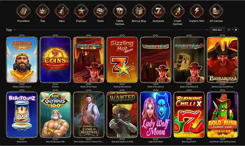 Herní nabídka Casina Casino