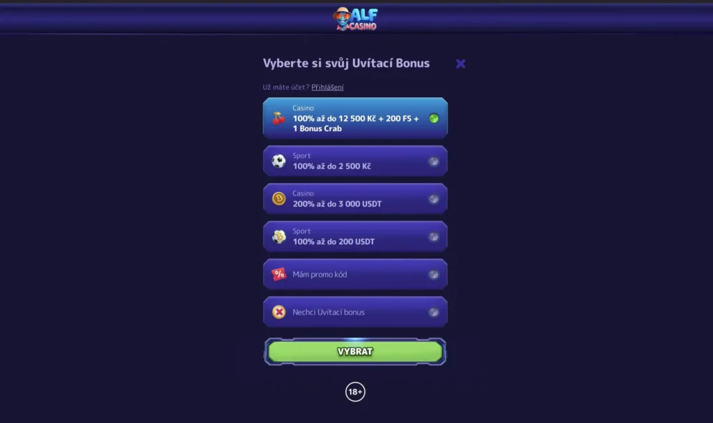 Uvítací bonus v kasinu Alf