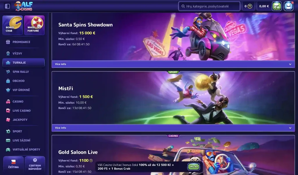 Turnaje v casinu Alf