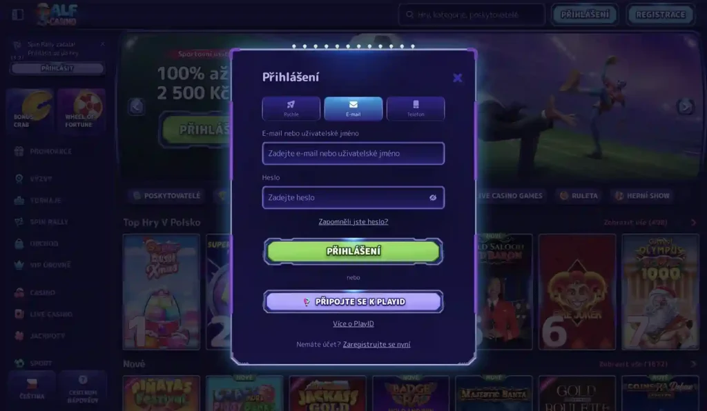 Přihlášní v casinu Alf