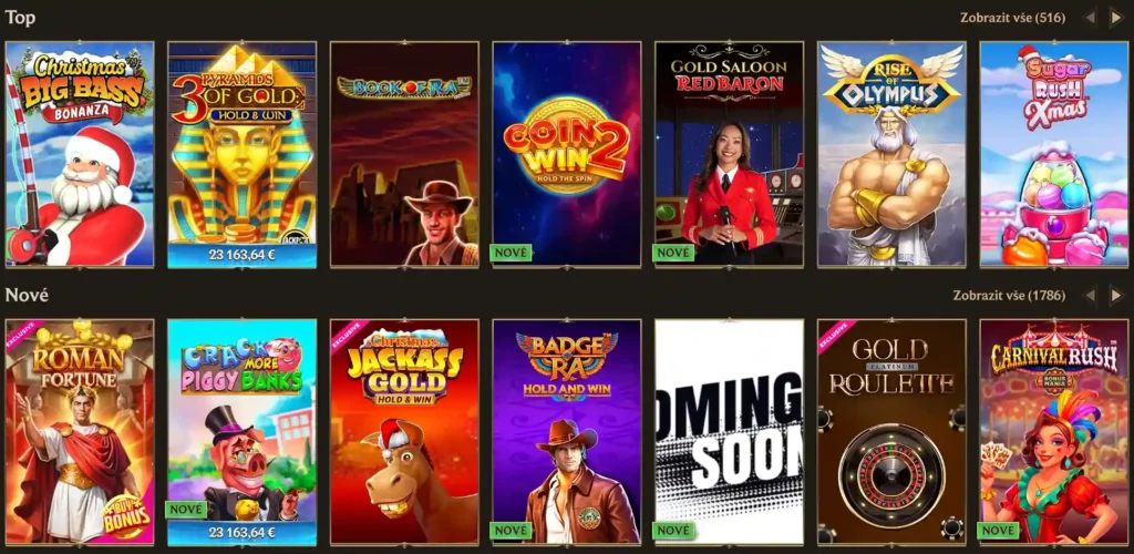 Herní nabídka Realz casino