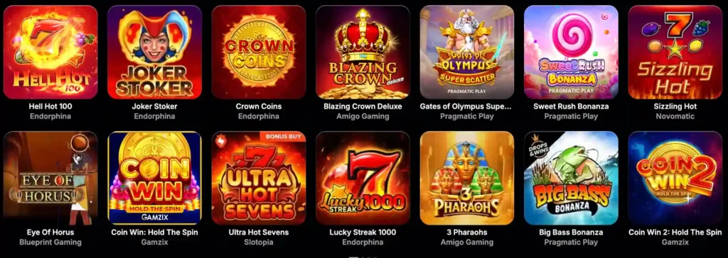 Herní nabídka NV kasina