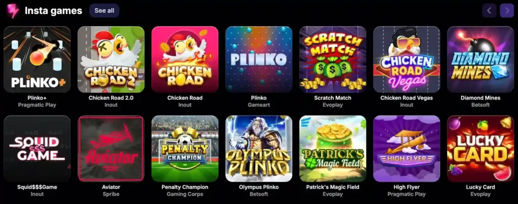 Instatntí hry v NV casinu