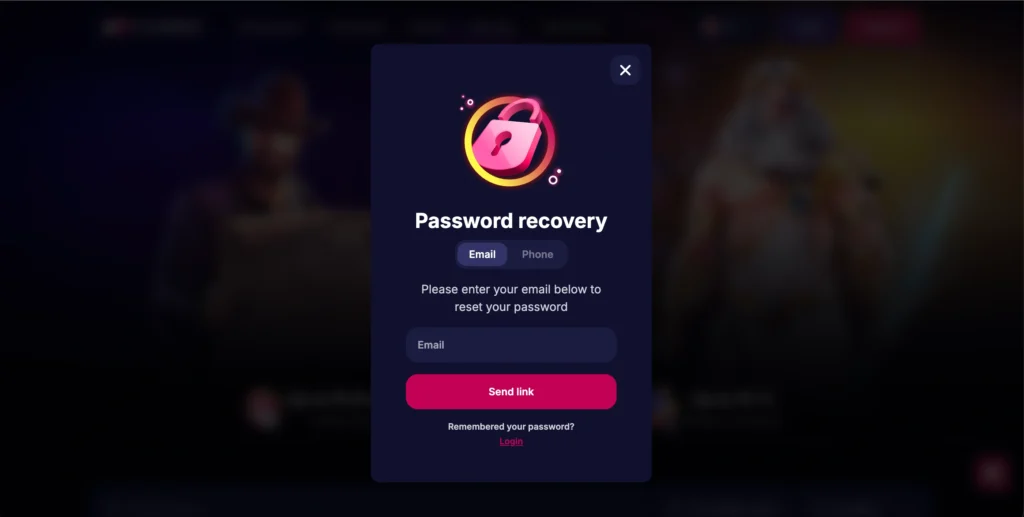 Obnovení hesla v NV casinu