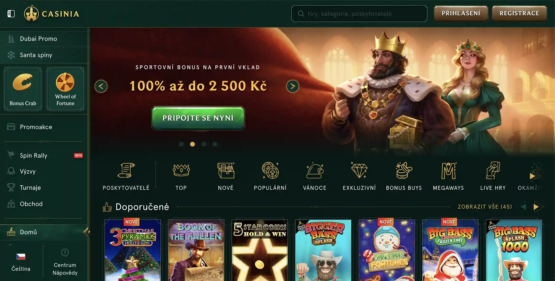 Casinia Casino úvodní strana