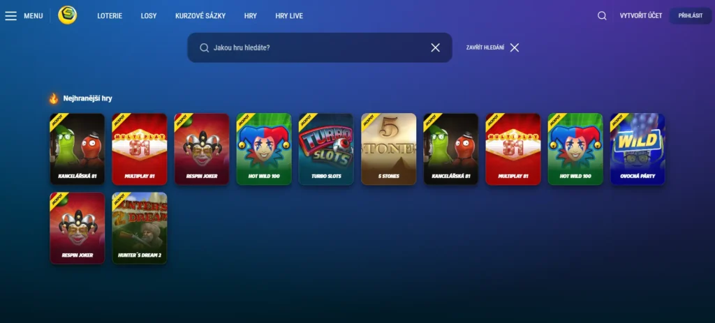 Sazka hra automaty, nejhranější hry