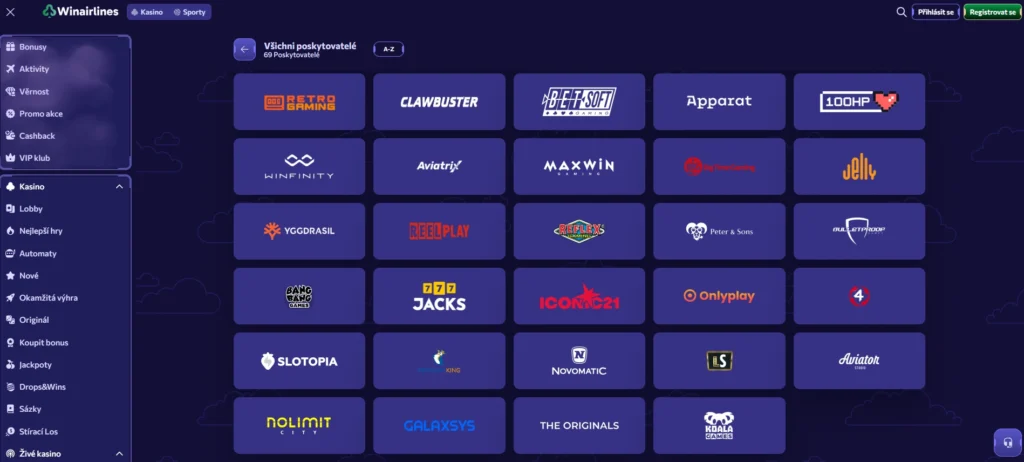Winairlines Casino poskytovatelé her