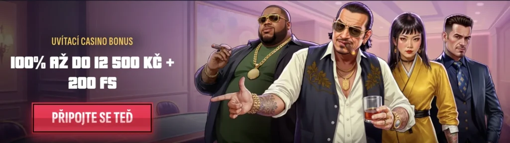 Mafia Casino uvítací bonus: 100 % až 12 500 Kč + 200 free spinů
