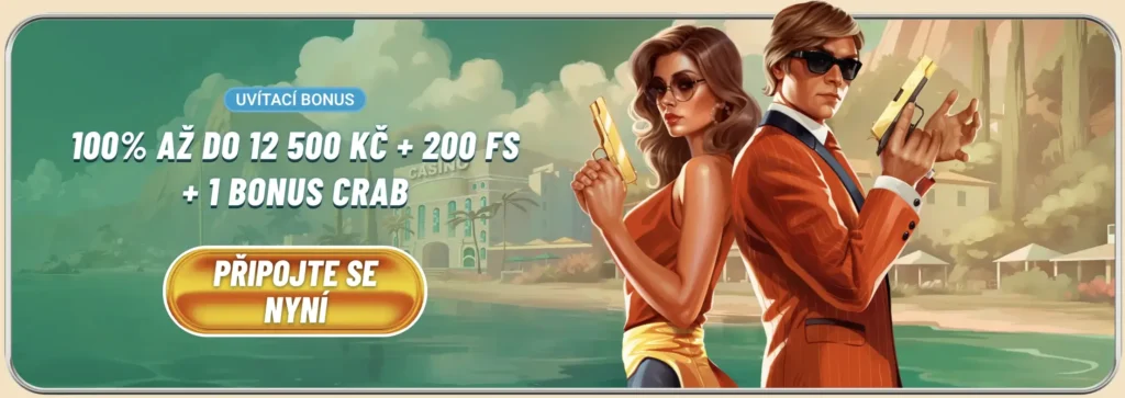 100% až do 12 500 Kč + 200 FS + 1 Bonus crab