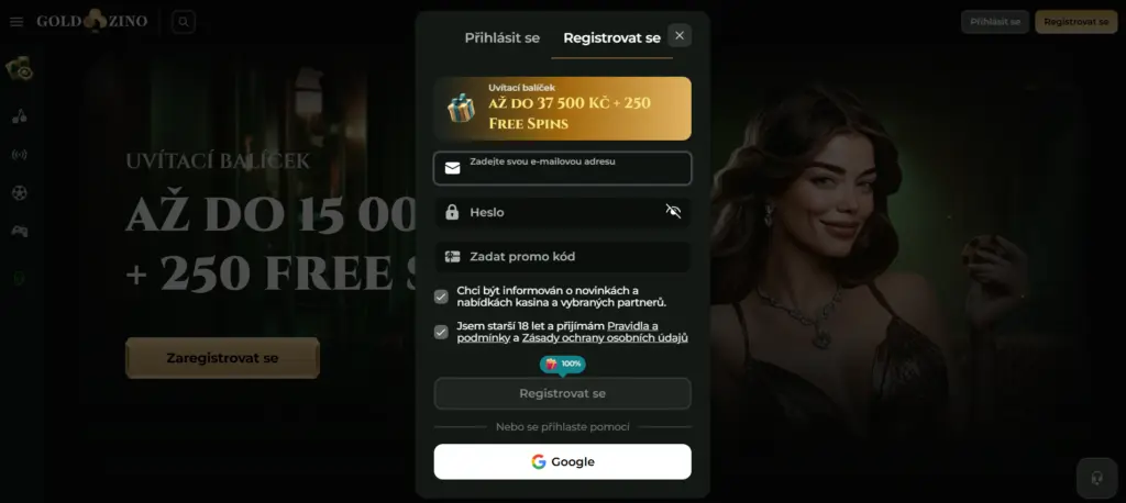 Goldzino registrácia