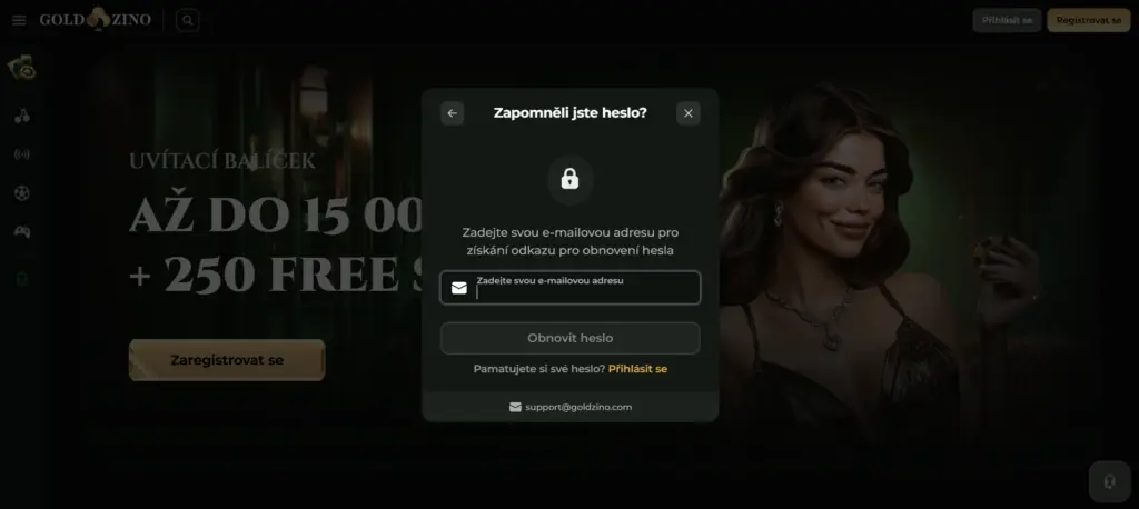 Zapomenuté heslo v Goldzino Casinu – rychlá obnova přístupu