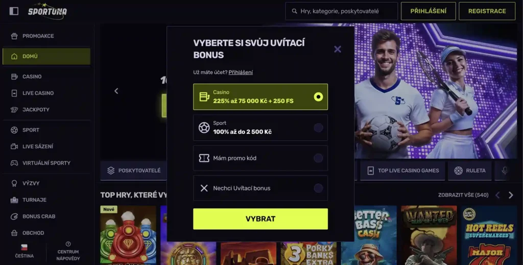 Registrace Sportuna casino