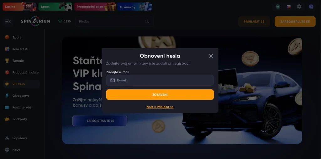 Obnovení hesla Spinarium