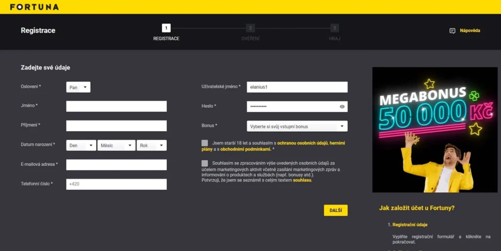 Fortuna Casino registrace