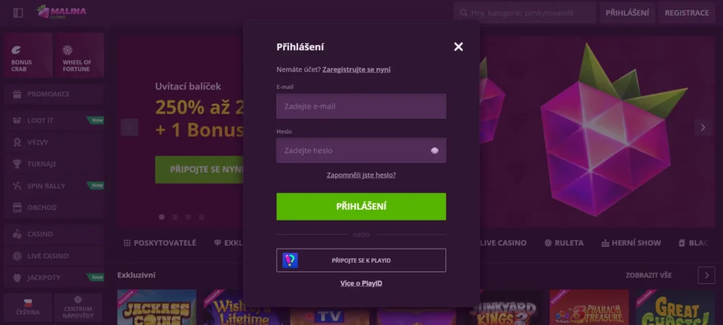 Malina Casino prihlaseni