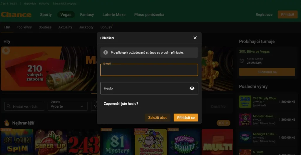 Chance přihlášení