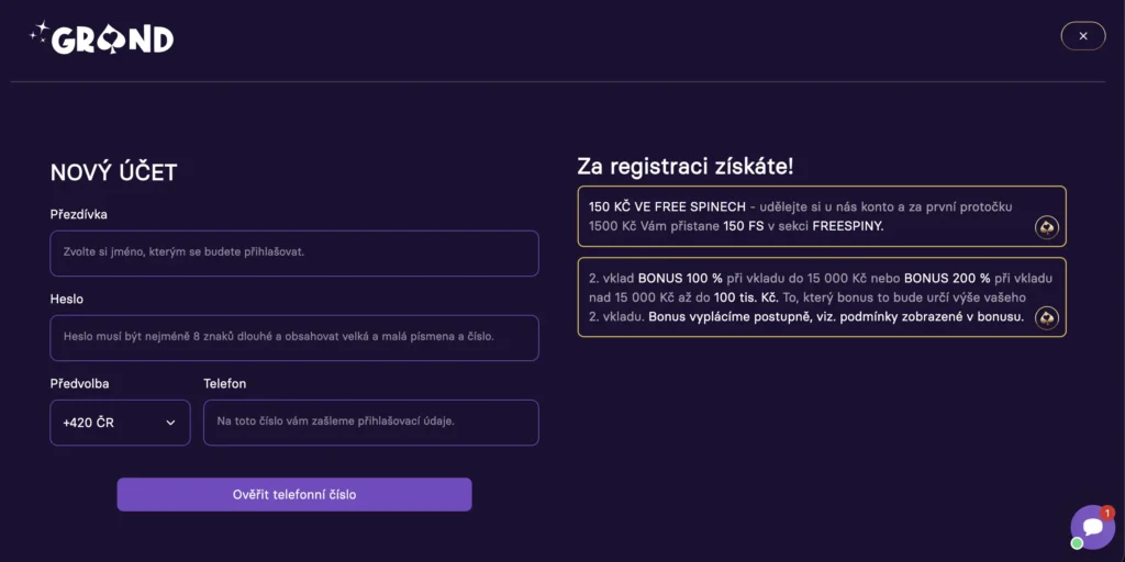 Jak se zaregistrovat a získat Grand bonus: Krok za krokem