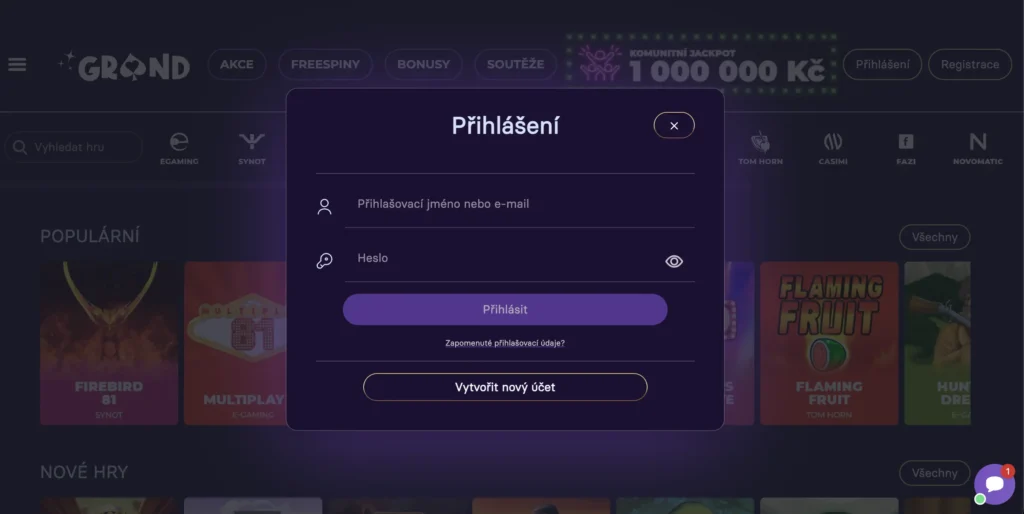 Přihlášení do GrandWin: Rychlý návrat ke hře