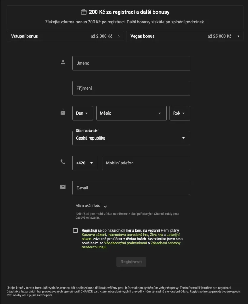 Chance registrace: Kompletní návod krok za krokem