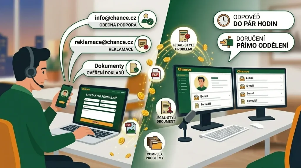 E-mail a formulář Chance