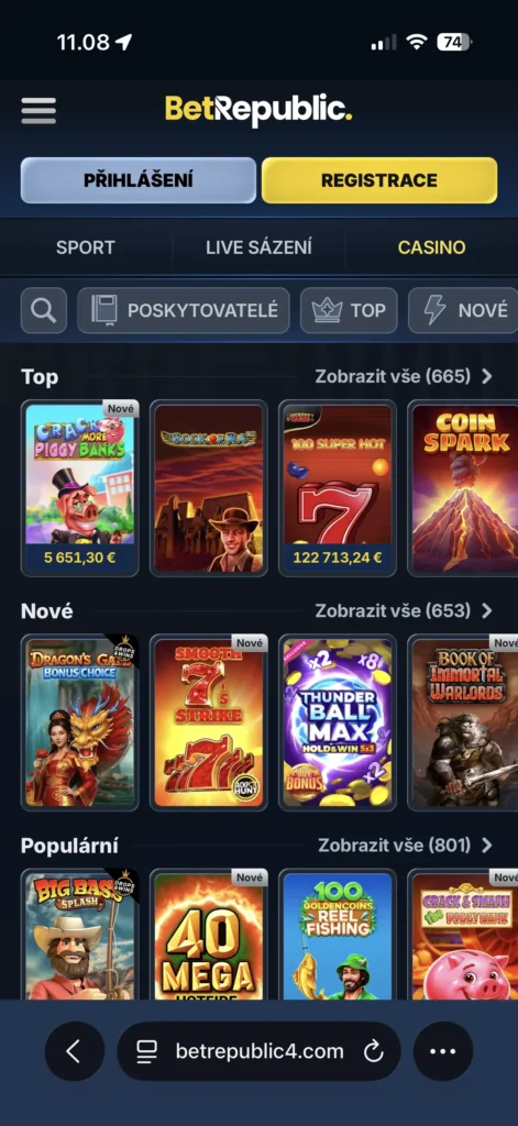 Mobilní hraní v BetRepublic
